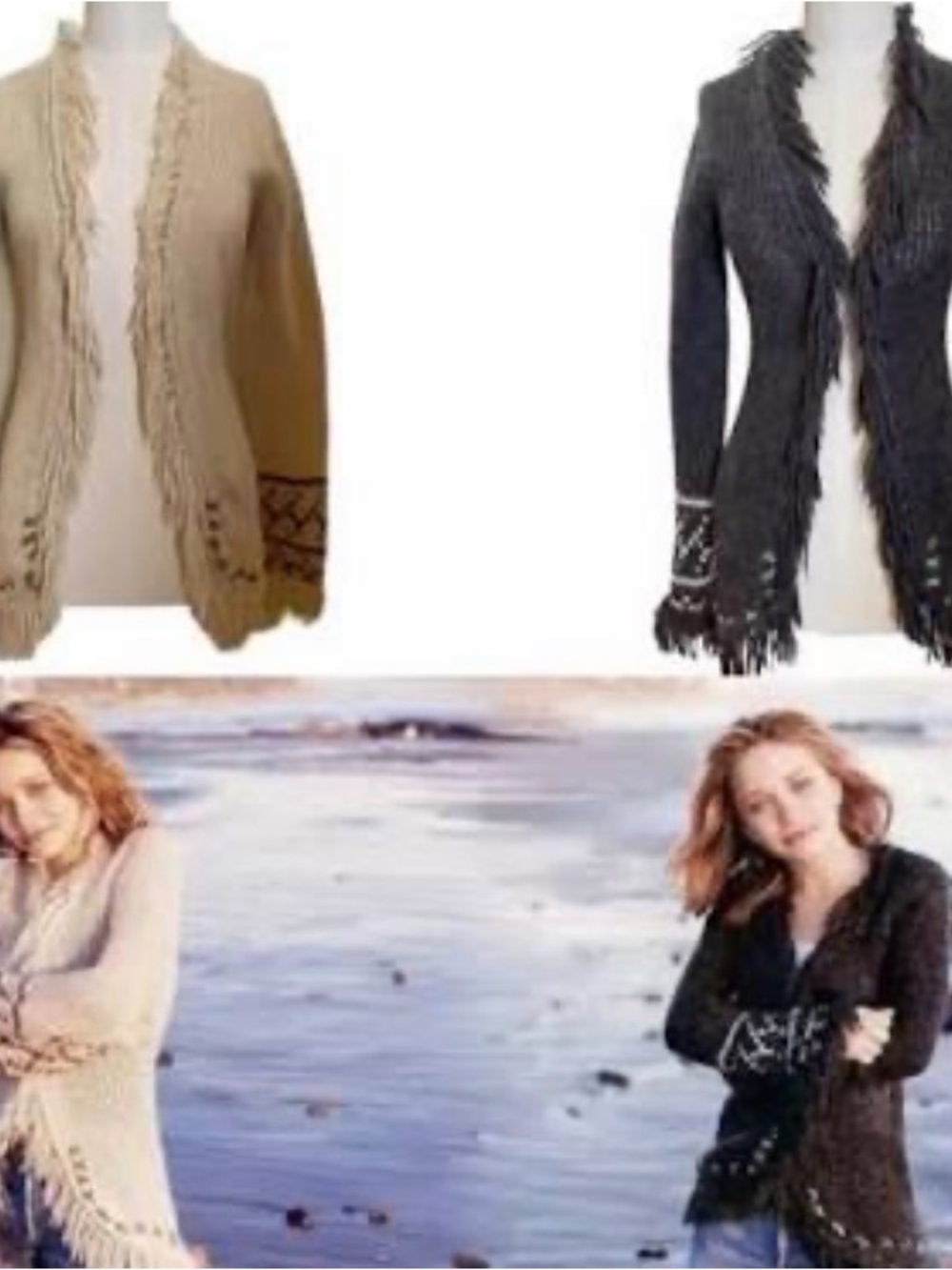 Free people Y2K fringe Brown Knit Open Cardigan Sweater Marykate Ashley Olsen - Picture 3 of 6